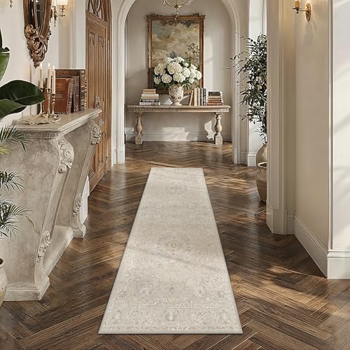 2x5 Beige Runner Rug Vintage Carpet - Image 3