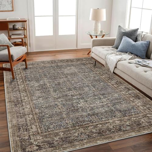CHAMPLANT Washable Area Rug 9'x12' Retro Boho Design Non-Shedding Easy Care - Image 2