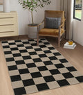Rugalia Easy Jute Checkered Entryway Rug, 3x5 Black Small Outdoor Rug by Rugalia