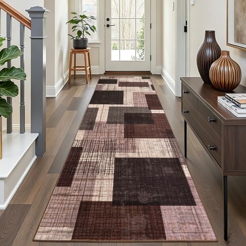 Washable 3x10 Modern Geometric Runner Rug by Ailyei