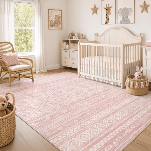 Nakagishi Boho 6x9 Area Rug Living Room Rugs Machine Washable Pink by NakagishiAreaRug