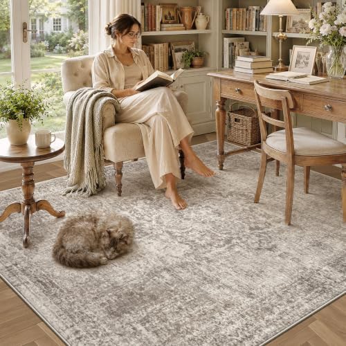 Zomfy 5x7 Area Rugs for Living Room: Washable Vintage Boho Medallion Non Slip - Image 6