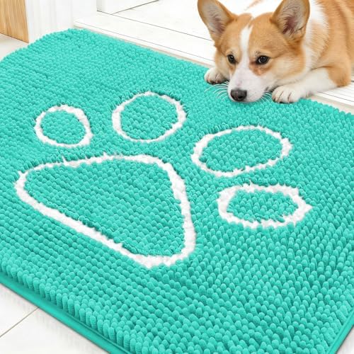OLANLY Dog Door Mat for Muddy Paws 30x20, Paw Print Design Chenille Mud Mat by OLANLY