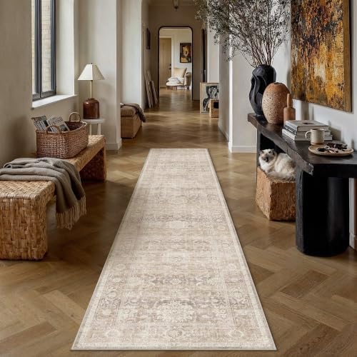 HUGEAR Beige Washable 2x10 Runner Rugs - Image 2
