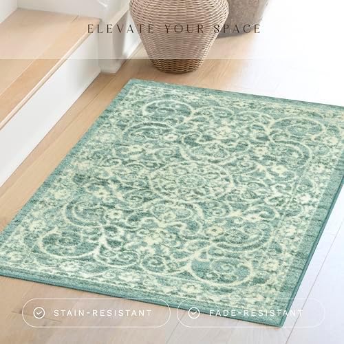 Maples Rugs Pelham Vintage Medallion Area Rugs, Light Spa - Image 4