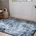 Rugflix 3x5 Entrance Rugs, Washable Navy Blue Dark Entry Small Rug by RugflixAreaRugs