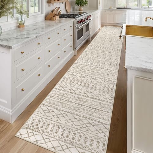 KUTA Boho Long Runners for Hallways 2.6x16 ft Moroccan Beige Washable - Image 3