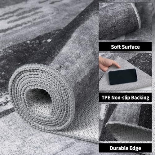 Ciicool Washable Area Rug 2x3 Entryway Rug, Modern Abstract Entry Mat Grey - Image 3