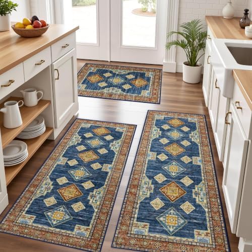 Kitchen Rugs Sets of 3 100% Non Slip Washable Kitchen Mats by Tritard