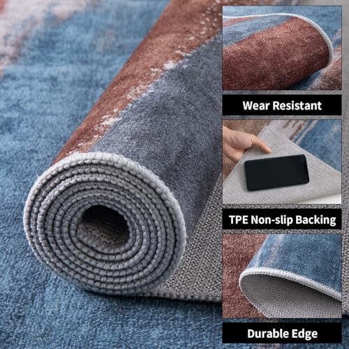 Ciicool Washable Area Rug 2x3 Entryway Rug, Modern Abstract Entry Mat Blue - Image 3