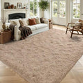 Noahas 4'x5'3'' Beige Fluffy Soft Area Rug Non-Slip by ModernHomeDecor