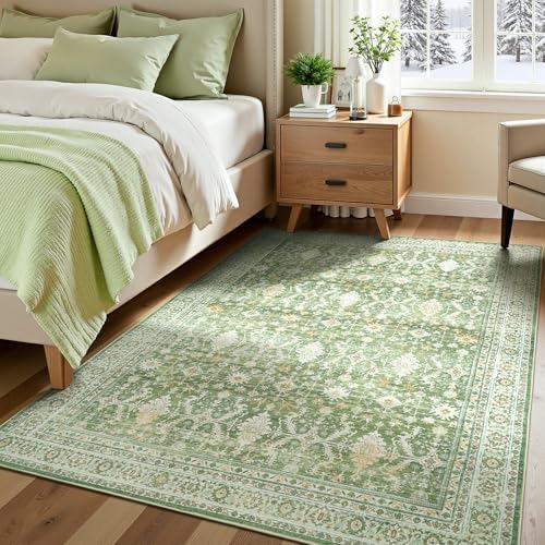 5x7 Area Rugs for Living Room, Washable Non-Slip Carpet, Light Green - Image 6