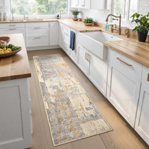 Toneed Washable 2x6 Non-Slip Abstract Runner Rug by Toneed