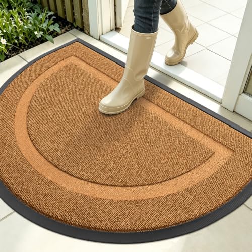 OLANLY Half Circle Front Door Mat Outside 35x23 All-Season Rubber Doormat by OLANLY