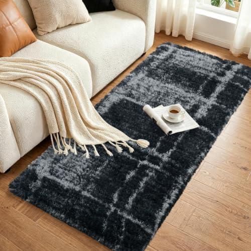 Noahas 2x6 Grey Fluffy Soft Runner Rug Non-Slip - Image 3