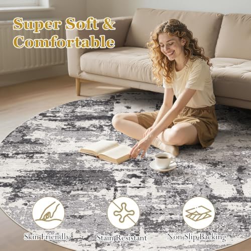 8ft Round Rug, Circle Area Rugs - Image 3
