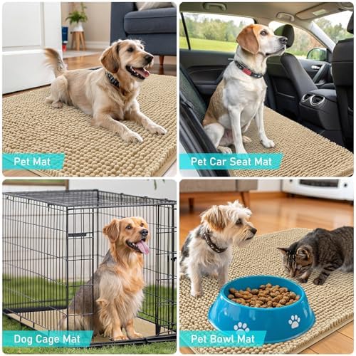 OLANLY Dog Door Mat for Muddy Paws 44x32, Super Absorbent Chenille Mud Mat - Image 7