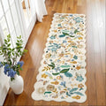 2x6 Washable Hallway Runner Rug: Floral Scalloped Kitchen Rug Beige-Cream by BYYVOORugsforYourHome