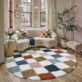 PureCozy Checkered Round Rug 6ft by PureCozy