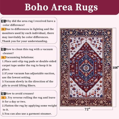 SERISSA 6x9 Washable Non Slip Boho Area Rug - Image 2
