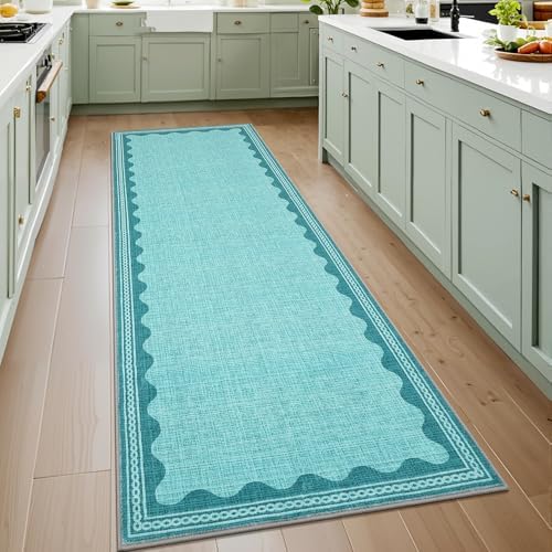 GarveeHome Scalloped Teal Door Mat Indoor Rugs - Image 5
