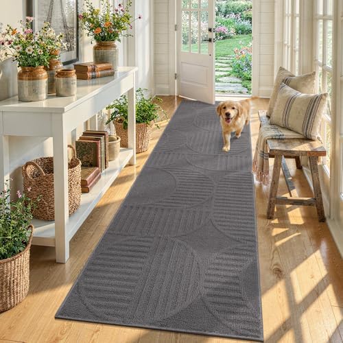 Findosom Hallway Runner Rug 2x6, Geometric High-Low Textured Runner - Image 4