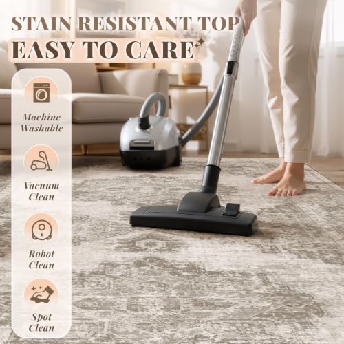 Runner Rug 2.6x8 Washable Rugs: Vintage Hallway Kitchen Runner Non Slip Low - Image 4