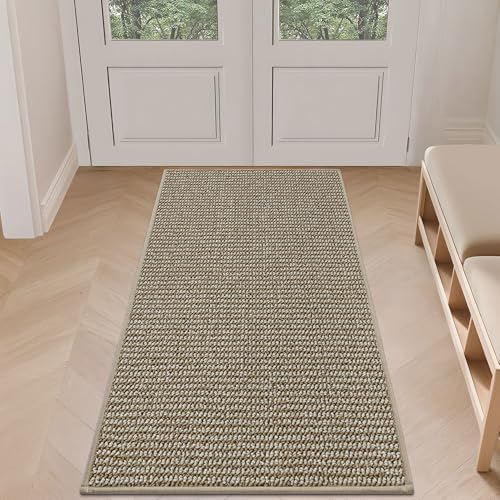 BEQHAUSE Dirt Trapper Door Mat 24" x 60", Non-Slip Washable, Light Beige by BEQHAUSE