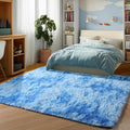 Area Rugs for Boys Bedroom Living Room, Fluffy 4x6 Tie-Dye Blue Bedside Rug by ONASAR