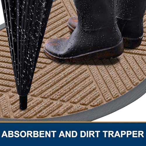 Smiry Half Circle Front Door Mat Outside Entrance, Rubber Doormat - Image 3
