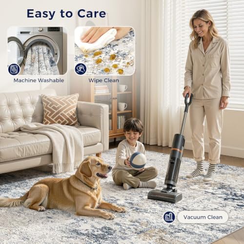 DMOYEST Area Rug Living Room Rugs 9x12 Washable Abstract Beige Blue Carpet - Image 6