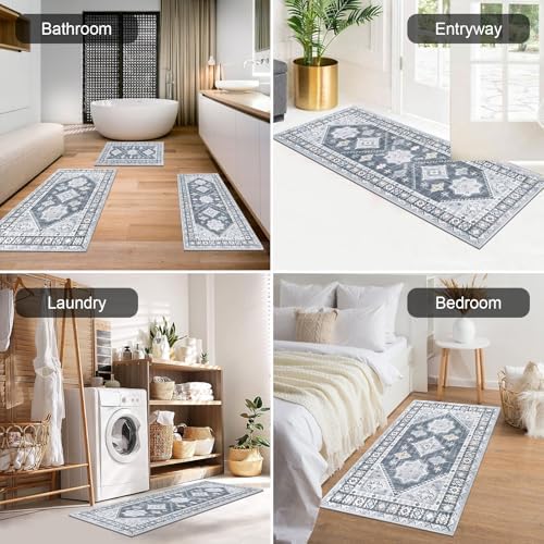 HEBE Boho Kitchen Rugs Set of 3, Non Slip Washable Kitchen Mats - Image 5