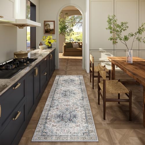 Machine Washable Kitchen Runner Rugs: 2'6"x8' Hallway Runner Rug Non Slip Low - Image 2