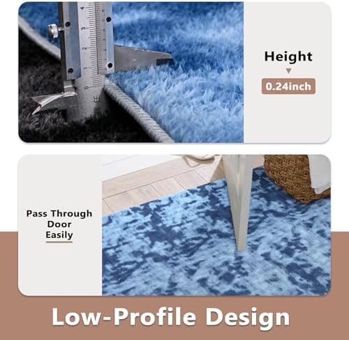 6x9 Large Tie-dye Teal Area Rug Non-Slip Washable - Image 6