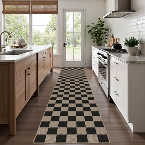 Rugalia Easy Jute Checkered Runner Rug 2.6x10 Black Rugs Runner - Image 5