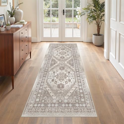 befbee 2x6 Hallway Runner Rug Non Slip Washable Kitchen Rugs Brown - Image 7