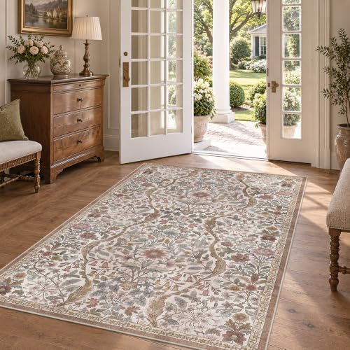 3x5 Throw Rug Floral Print Area Rug Soft Low Pile by NakedCloud