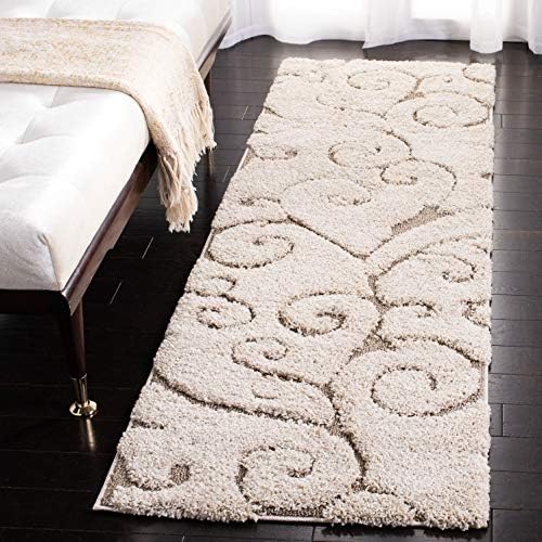 SAFAVIEH Florida Shag Runner Rug 2'3"x17', Soft Cream & Beige SG455-1113 by Unknown
