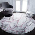 SAFAVIEH Craft Collection 8' Round Grey/Wine CFT877S Modern Abstract by Unknown