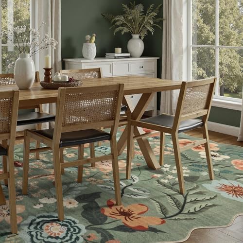 DCX Vintage Floral Washable Area Rug 5x7, Non Slip Low Pile Rug, Sage Green - Image 3