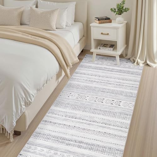 cotiled Hallway 3x10 Runner Rugs Washable Boho Rug Dark Grey - Image 4