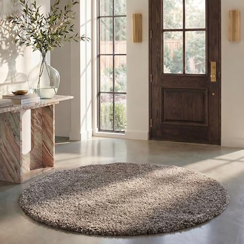 SAFAVIEH Milan Shag Collection 10' x 10' Round Grey SG180 Solid Non-Shedding by Unknown