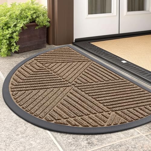 Smiry Half Circle Front Door Mat Outside Entrance, Rubber Doormat by Smiry