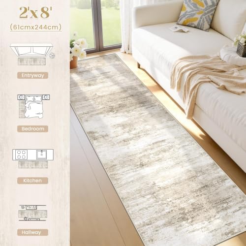 Washable 2x8 Runner Rug for Hallway: Kitchen Runner Non Slip Neutral Soft - Image 6