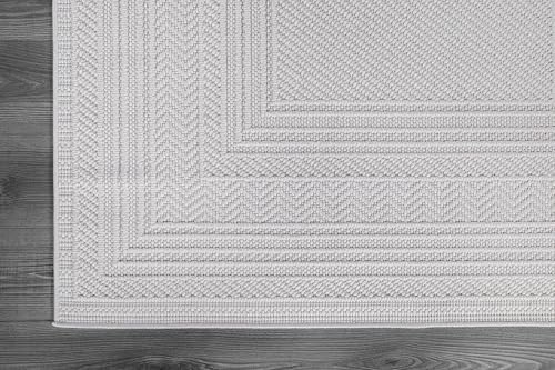 Luul Home Micro Loop Indoor Rug White 5x7 Boho Geometric Neutral Area Rugs - Image 6