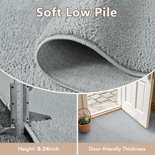 6x9 Large Light Grey Solid Area Rug Washable Non-Slip - Image 5