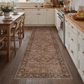 HUGEAR 3x8 Brick Red Vintage Floral Washable Runner Rug by HUGEAR