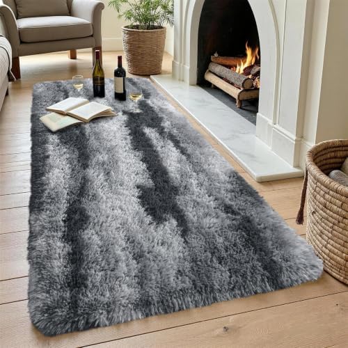 Noahas 2x6 Grey Fluffy Soft Runner Rug Non-Slip - Image 4