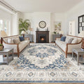 befbee 10x14 Area Rugs for Living Room, Washable Vintage Non Slip Rug Blue by Befbee