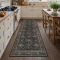 Schweek 2.6x8 Runner Rugs Non Slip Vintage Floral Washable Runner Black by Schweek